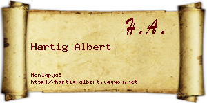 Hartig Albert névjegykártya